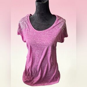 Eyeshadow Brand heathered pink y2k tshirt with silver embellishments